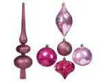 Набор ёлочных украшений блестящие традиции, пластик, розовая гамма, 6-13 см, упаковка 19 шт, Koopman International