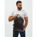 Рюкзак городской PouchMan, мужской, натуральная кожа, большой, для ноутбука, 10 л, 28х39х10 см, коричневый