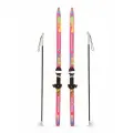 Лыжи детские с палками с креплениями 120 см/95 см NovaSport Pink Flower комплект лыжный детский
