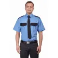 Рубашка охранника короткий рукав голубая/черная в заправку
