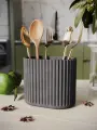 Кухонный стакан Chloe Duo, подставка для столовых приборов, 10х13х8.5 см, бетон, черный матовый