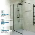 Душевая перегородка GWMPGL010 85x220 см, цвет фурнитуры черный матовый, стекло бесцветное закаленное 10 мм