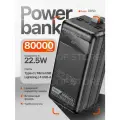 Повербанк / внешний аккумулятор Hoco DB50 80000mAh, 22.5W с индикатором заряда и фонариком, цвет Черный
