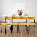 Стулья для кухни SANYAK комплект 4 шт мягкие со спинкой для обеденной зоны, велюр, Горчичный