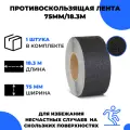 Универсальная противоскользящая лента Vell, черная (75 мм х 18,3 м) (1350954)