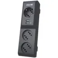 Сетевой фильтр Pilot 3G 3 комбо-розетки GP 2.5КВт зарядка 2 порта USB-A 2A - 3м чёрный