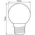 Лампа светодиодная LED 1вт Е27 белый 6400К (шар) | код. 25115 | FERON (10шт. в упак.)