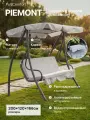 PREMIUM Садовые раскладные качели 2-в-1 Full Comfort - PIEMONT с навесом, металлический каркас, цвет серый