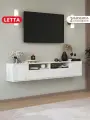 Тумба Letta Шале для ТВ, подвесная/напольная, современная, дуб крафт белый, 180x35,5x25,4 см