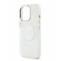 Guess для iPhone 16 Pro Max чехол PC/TPU Middle Colored Ring Metal Cam Hard Transp/White (MagSafe)