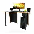 Игровой компьютерный стол Лакер, 120x80x75 см, чёрный с оранжевой кромкой