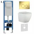 Комплект 6 в 1 инсталляция 40 см, унитаз TORNADO белый BILBAO ALTO (IB. BLA.234.1B1), клавиша смыва золото глянцевое, нержавеющая сталь INOX-O (IB. B081.006.002)