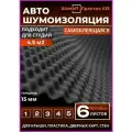 Акустический поролон Шумофф Практик А15 - 6 листов. Шумоизоляция для автомобиля волна Шумоff Practik 15 мм