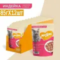 Влажный корм Мнямс На каждый день Кусочки в соусе с индейкой для кошек старше 7 лет, 12 шт х 85 гр