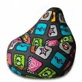 Мир Пуффов Кресло-мешок «Груша» Плей жаккард , с ручкой для переноски, размер- XXXL