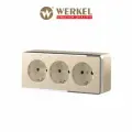 Розетка тройная с заземлением и шторками Werkel Gallant W5073110 шампань рифленый IP20