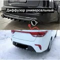 Универсальный диффузор на задний бампер(Чёрный глянец)