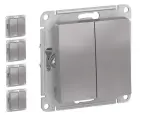5 шт. Systeme Electric AtlasDesign Алюминий Выключатель 2-клавишный сх.5, 10АХ, механизм, ATN000351
