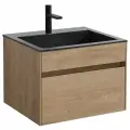 Тумба с раковиной из искусственного камня Vincea Chiara 600 N.Oak, Black