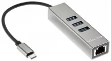 Сетевой адаптер Telecom TA311C USB 3.1 Type-C -->RJ-45 1000Mbps +3 х USB3.0 Hub, Aluminum Shell, 0.2 м