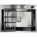 Мойка для кухни из нержавеющей стали 60 х 45, с сифоном и решеткой для овощей, MARRBAXX, квадратный слив, сатиновая