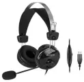Гарнитура A4Tech HU-7P, проводная, накладные, USB, 2м, черный