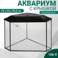 Аквариум Дельта угловой с крышкой, 100 литров, 55 х 55 х 39,5/45,5 см, чёрный