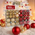 Елочные игрушки Magic Craft Набор 100 шт разного диаметра, подвесные шары новогодние на елку и украшения декоративные