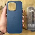 Чехол-накладка Leather Case MagSafe / Для iPhone 16 Pro / Blue