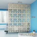 Декоративная подвесная модульная перегородка для зонирования комнаты. Потолочное крепление. Высота 240 см ширина 200 см. Комплект 30 квадратов+крепеж. Цвет бежевый.