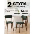 Стулья для кухни SAYMAN 2 шт, деревянные со спинкой, Темно-зеленый велюр