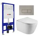 Комплект 3 в 1 инсталляция Enio Tecnico 52 EN8050052 + Унитаз подвесной Акватек Вега AQ1905-00 + кнопка матовая нержавеющая сталь Rettangolo