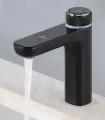 Смеситель для раковины с датчиком температуры и подсветкой черный латунь