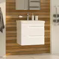 Тумба с раковиной Misty Софт 60 с 2 ящиками, белая, подвесная