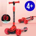 Большой трёхколёсный самокат со светящимися колёсами, складной, для детей от 4-х лет Scooter Maxi Lights 606 Красный