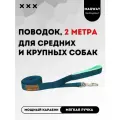 Поводок с мягкой ручкой MagWay, для собак крупных и средних пород, длина 2 метра, ширина 25мм, цвет бирюзовый