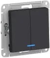 2-клавишный выключатель Systeme Electric ATLASDESIGN с подсветкой, 10АХ, карбон ATN001053