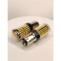 Желтые P21/5W LED 2-контактные 12-24V лампы (PY21/5W 1157 BAY15D) 144SMD 3014 для автомобилей мототехники грузовиков, 2шт
