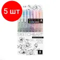 Комплект 5 наб, Набор гелевых ручек SKETCH&ART Uni Write.PASTELS 0.8мм 8цв 20-0310