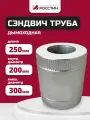 Труба сэндвич для дымохода изолированная L250 двухконтурная D200-300, нерж сталь 321-0,8/304-0,5 изоляция керабланкет росстин