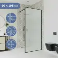 Душевая перегородка 90х195 см. Ulitka Walk In Prisma стекло матовое, профиль черный