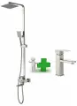 Душевая система с тропическим душем и смеситель для раковины Haiba B24803-HB10803, нержавеющая сталь, серебристый