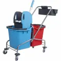 BRABIX Тележка уборочная, 2 съемных ведра по 25 л, механический отжим, корзина, Турция, 607903