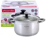 Кастрюля 4,5 л. из нержавеющей стали Kamille KM 4923 с черными ручками (4,5 л. / серебристый)