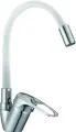 Смеситель для кухни D-lin D150628-3C с гибким изливом, с поворотным изливом, хром, белый, матовый, глянцевый, однорычажный, с керамическим картриджем