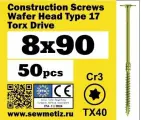 Саморез конструкционный 8х90 прессшайба, TX40, SEWMETIZ (50 шт)