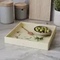 Поднос кухонный Emily L 21x21 см, декоративная подставка, бетон, кремовый глянцевый