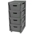 Комод на колесах Econova Luxe 30х38,5х69см 4 ящика, серый, пластик