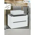 Тумба с раковиной подвесная Орлеан 70, белая матовая-чёрная (раковина Lavello)
