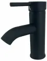 Смеситель для раковины OUTE T721H черный матовый, однорычажное управление, фиксированный излив. Монтаж на одно отверстие, на гайке. Гибкая подводка. Присоединительный размер 1/2